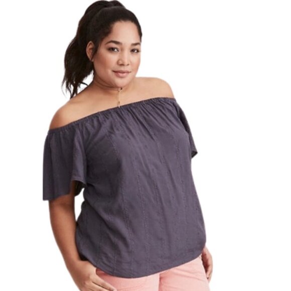 Torrid Floral Embroidered Off Shoulder Blouse 0X - Picture 1 of 12